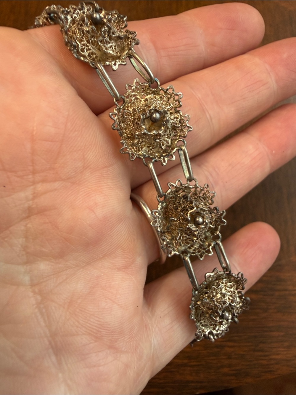Vintage Silver Tone Filigree Bracelet